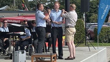 Benefiz-Konzert Ueckermünde 2024 - Heeresmusikkorps Neubrandenburg, Beförderung Trommler